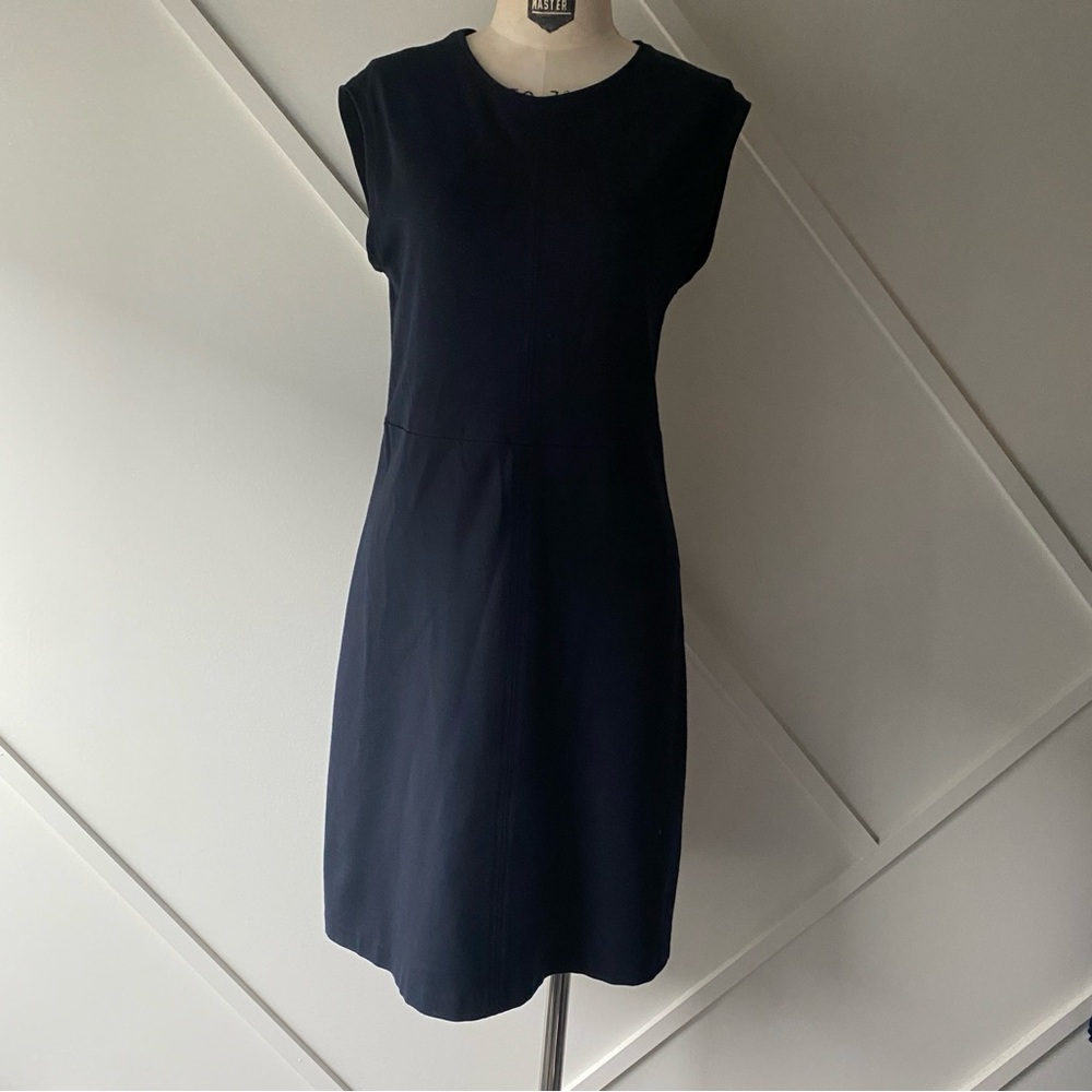 Filippa K Sleeveless Navy Midi Dress S | Minimal Scandinavian| Elegant Capsule